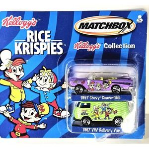 Matchbox 1/64 Rice Crispies 1957 Chevy Convertible and 1967 VW Delivery Van NRFB